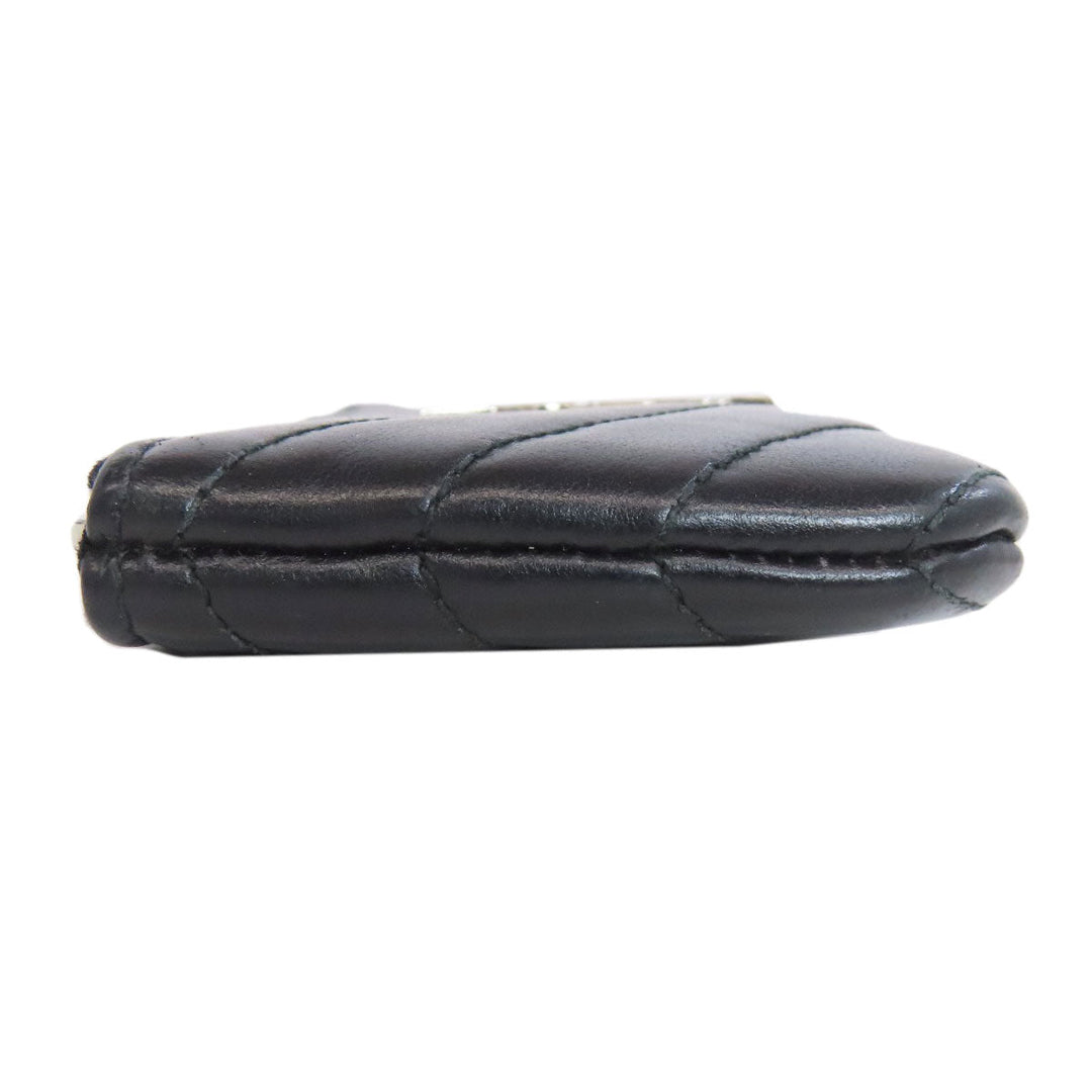 YVES SAINT LAURENT Coin case leather black Logo key ring included