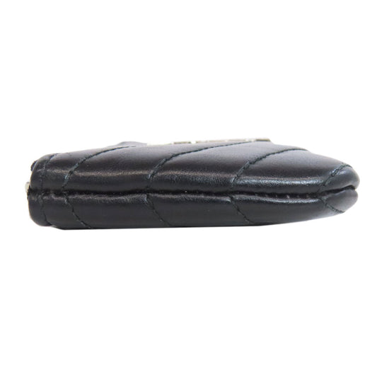 YVES SAINT LAURENT Coin case leather black Logo key ring included
