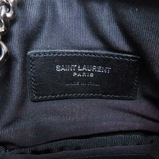 YVES SAINT LAURENT Coin case leather black Logo key ring included