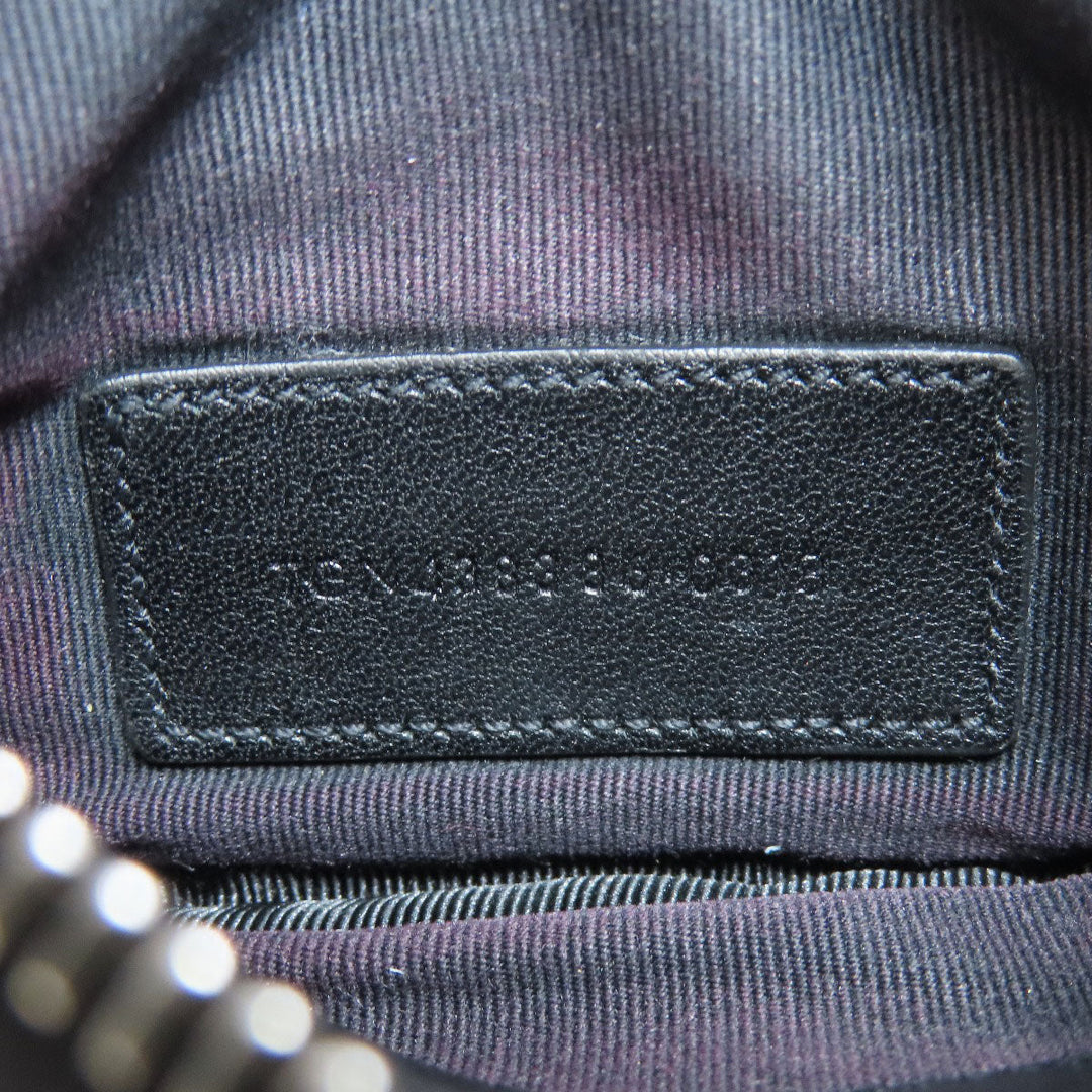 YVES SAINT LAURENT Coin case leather black Logo key ring included