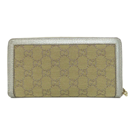 GUCCI Long Wallet Purse 224252 Canvas, Leather Brown GG Women Used Authentic