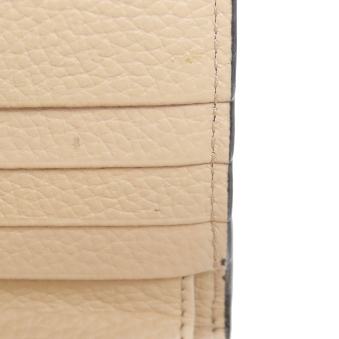Chloe Bifold Wallet leather beige Alphabet Compact Wallet Women Used Authentic