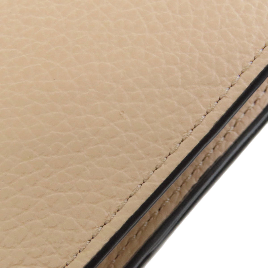 Chloe Bifold Wallet leather beige Alphabet Compact Wallet Women Used Authentic