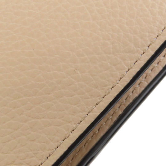 Chloe Bifold Wallet leather beige Alphabet Compact Wallet Women Used Authentic