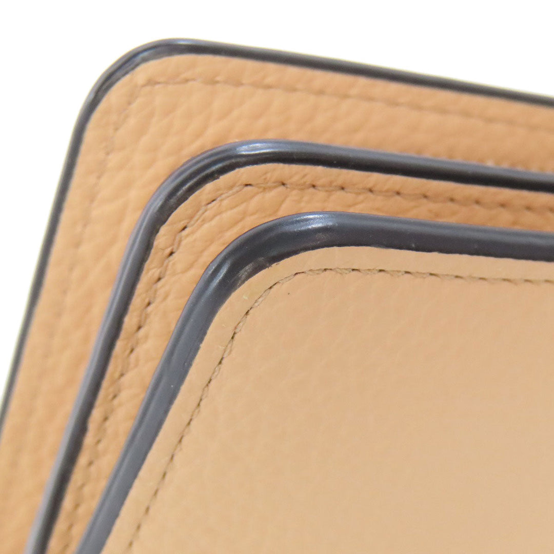 Chloe Bifold Wallet leather beige Alphabet Compact Wallet Women Used Authentic