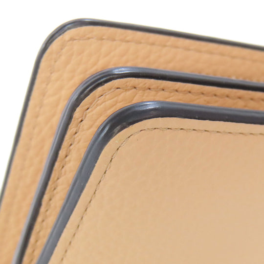 Chloe Bifold Wallet leather beige Alphabet Compact Wallet Women Used Authentic