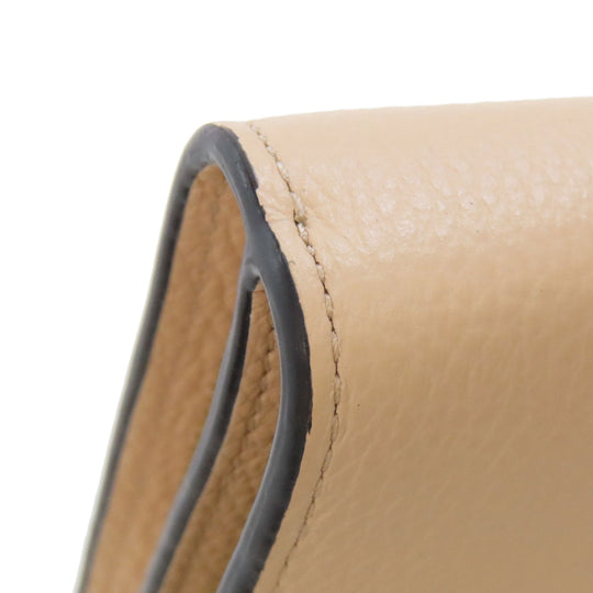 Chloe Bifold Wallet leather beige Alphabet Compact Wallet Women Used Authentic