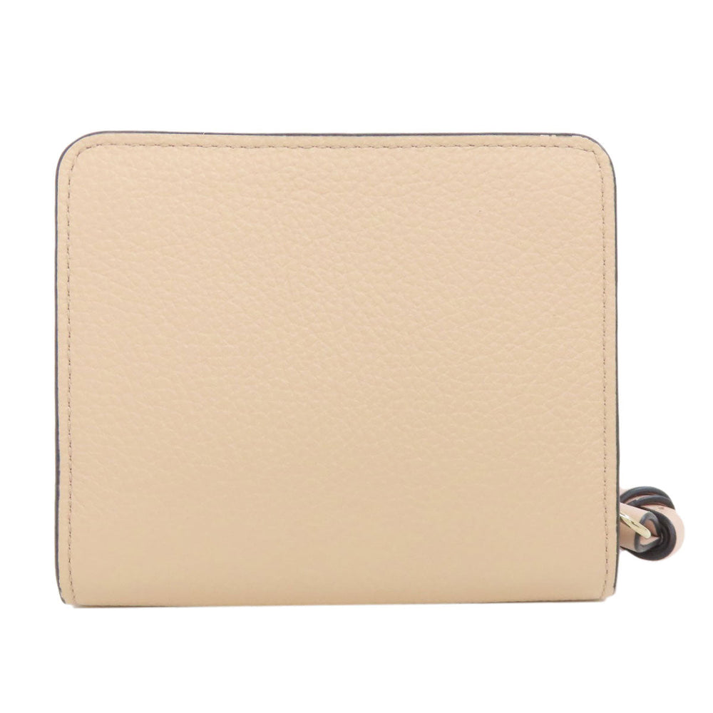 Chloe Bifold Wallet leather beige Alphabet Compact Wallet Women Used Authentic