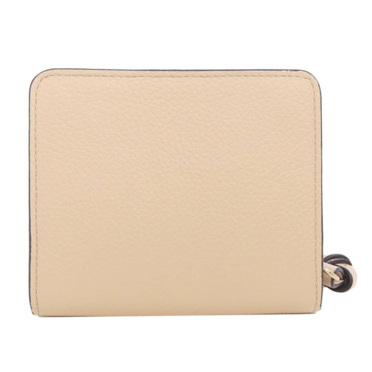 Chloe Bifold Wallet leather beige Alphabet Compact Wallet Women Used Authentic
