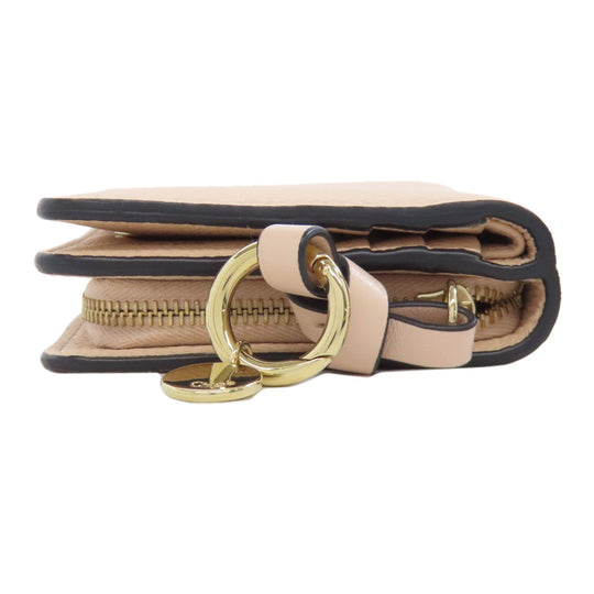 Chloe Bifold Wallet leather beige Alphabet Compact Wallet Women Used Authentic