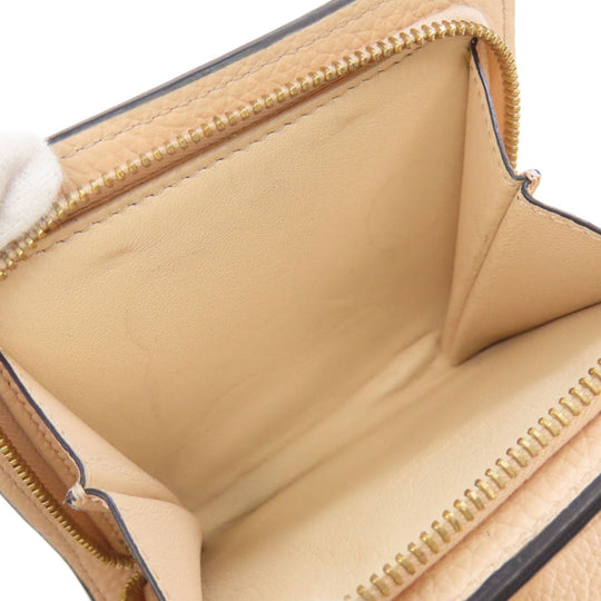 Chloe Bifold Wallet leather beige Alphabet Compact Wallet Women Used Authentic