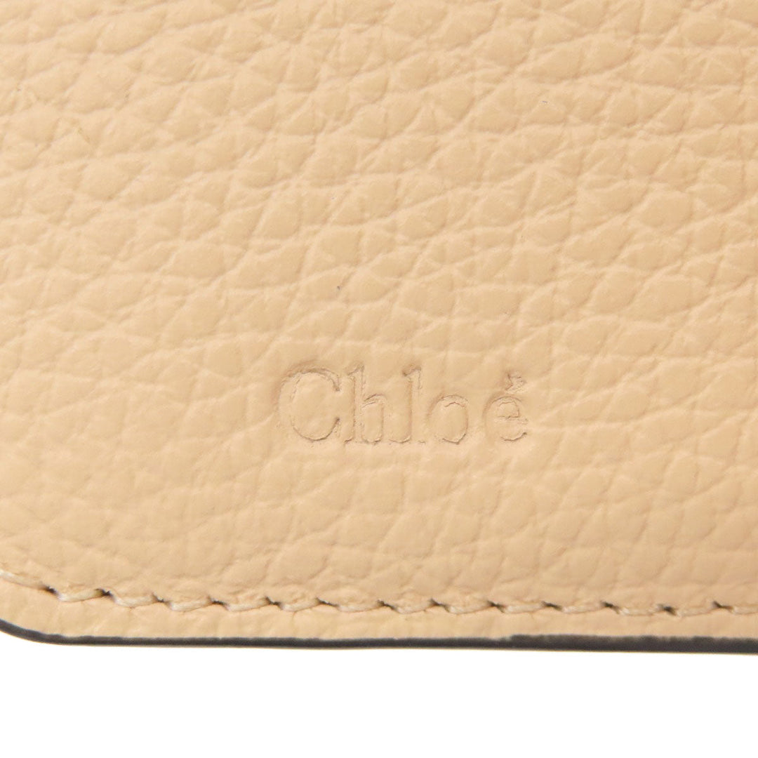 Chloe Bifold Wallet leather beige Alphabet Compact Wallet Women Used Authentic
