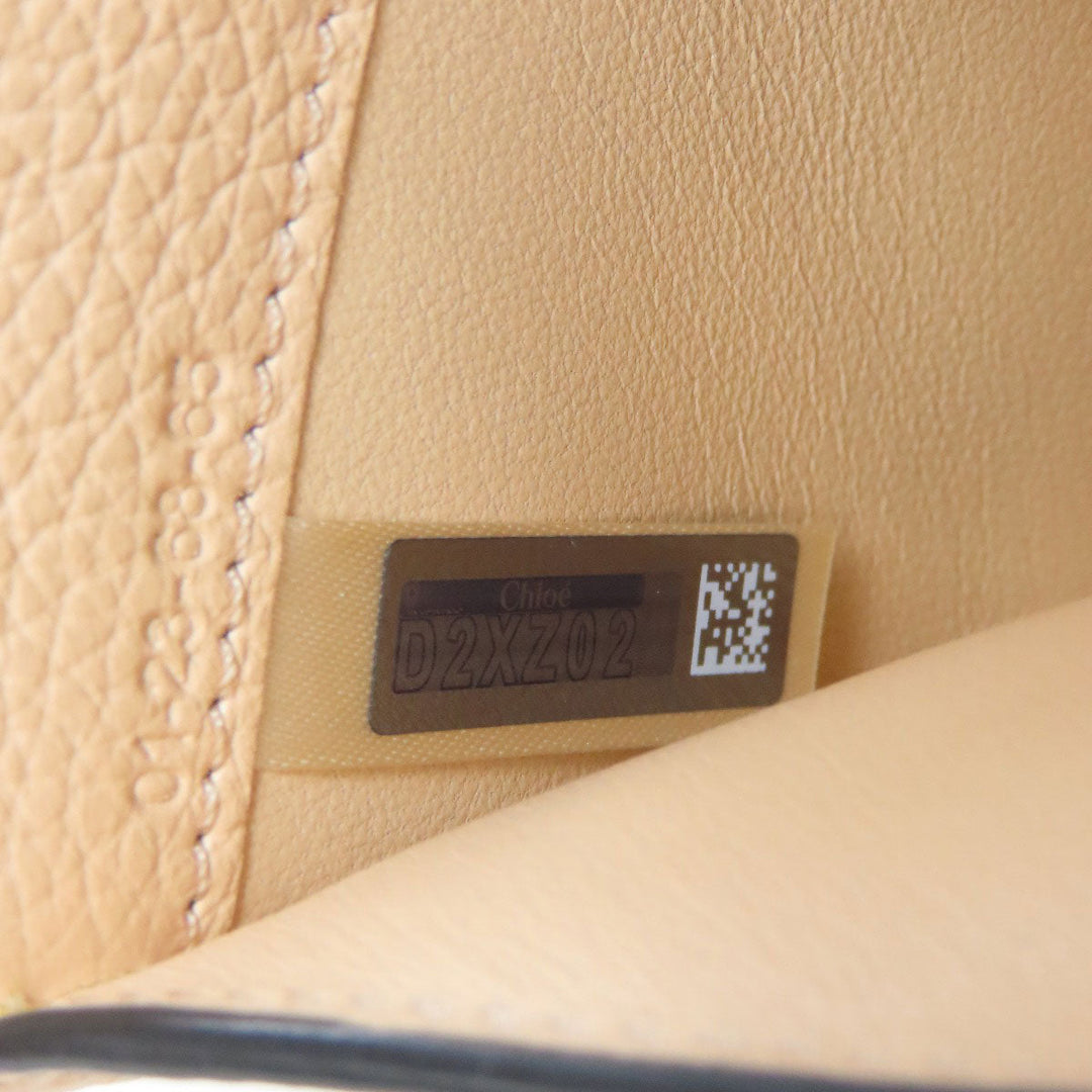Chloe Bifold Wallet leather beige Alphabet Compact Wallet Women Used Authentic