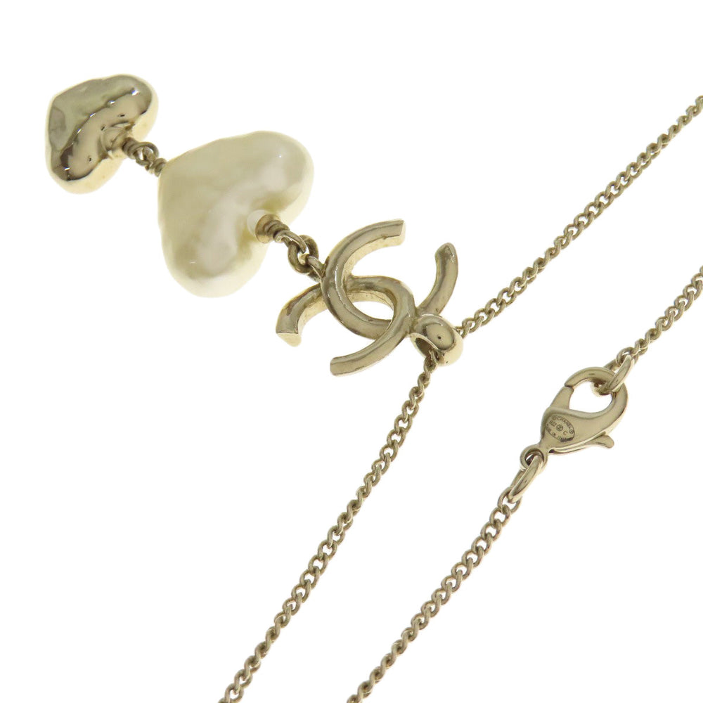 CHANEL Necklace metallic gold Heart COCO Mark