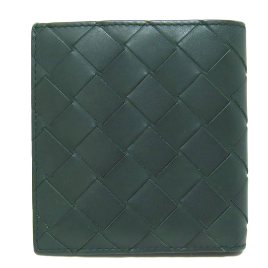 BOTTEGAVENETA Bifold Wallet leather green INTRECCIATO Women Used Authentic