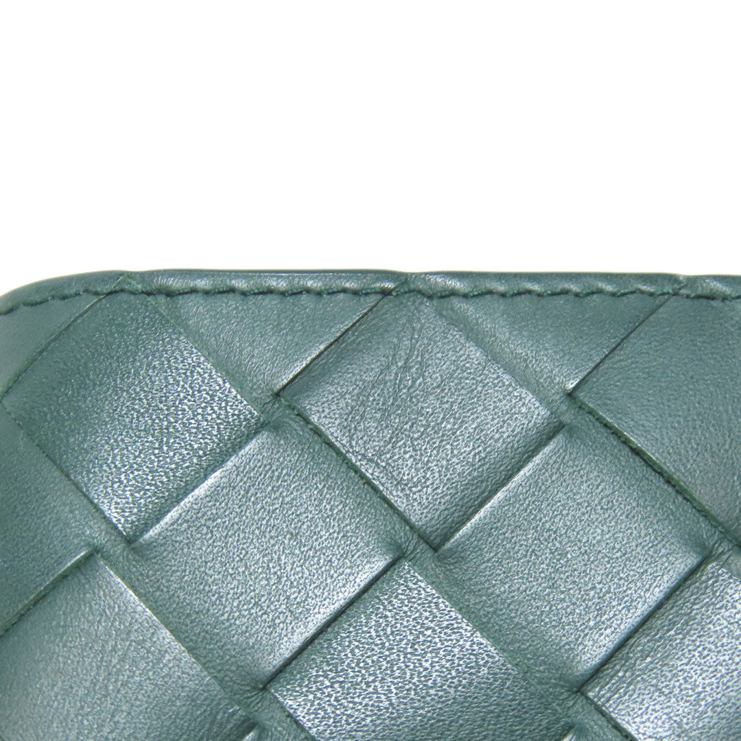 BOTTEGAVENETA Bifold Wallet leather green INTRECCIATO Women Used Authentic
