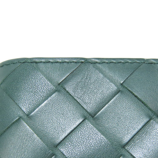 BOTTEGAVENETA Bifold Wallet leather green INTRECCIATO Women Used Authentic