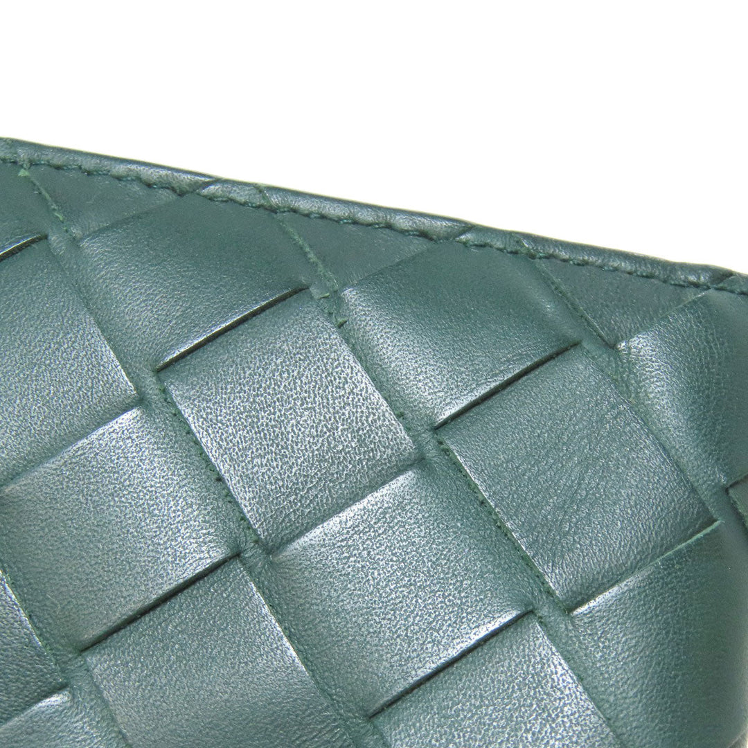 BOTTEGAVENETA Bifold Wallet leather green INTRECCIATO Women Used Authentic
