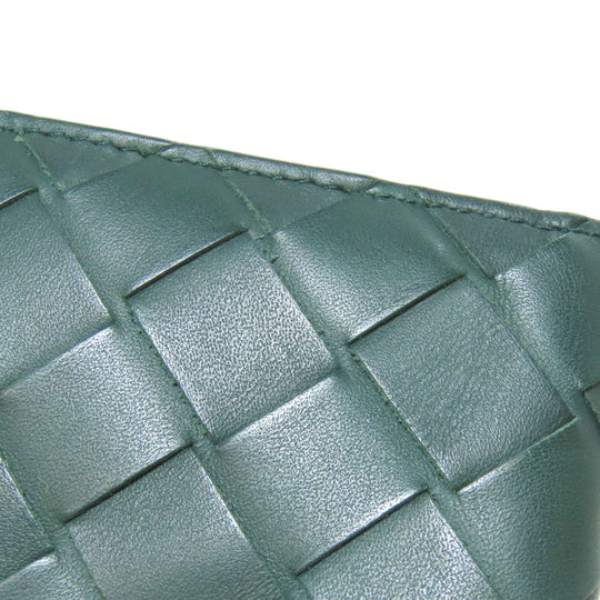 BOTTEGAVENETA Bifold Wallet leather green INTRECCIATO Women Used Authentic