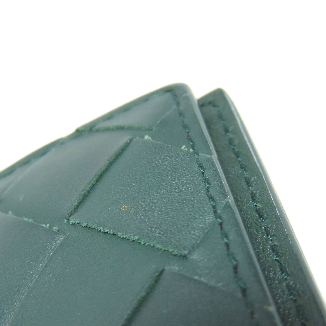 BOTTEGAVENETA Bifold Wallet leather green INTRECCIATO Women Used Authentic