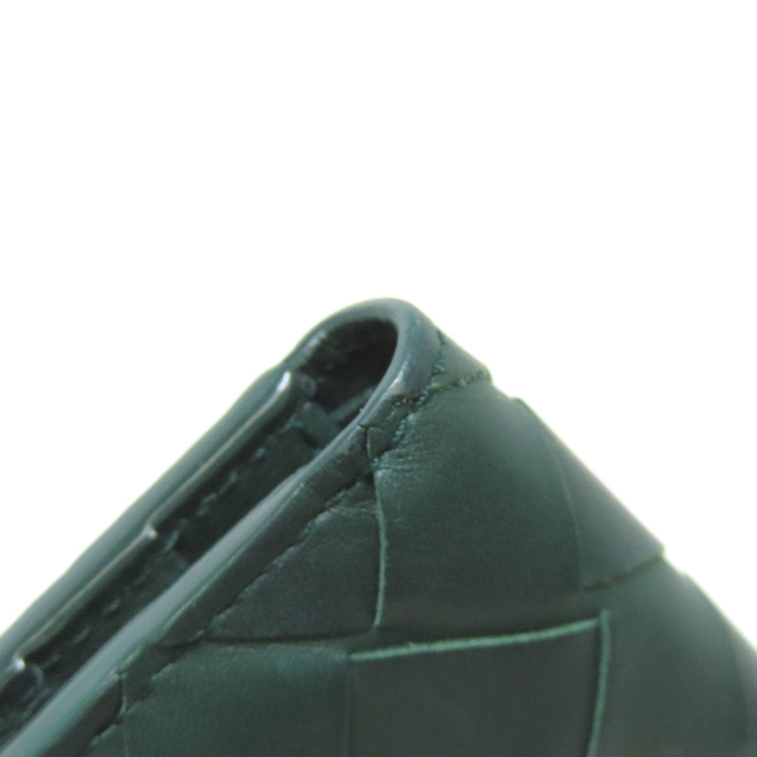 BOTTEGAVENETA Bifold Wallet leather green INTRECCIATO Women Used Authentic