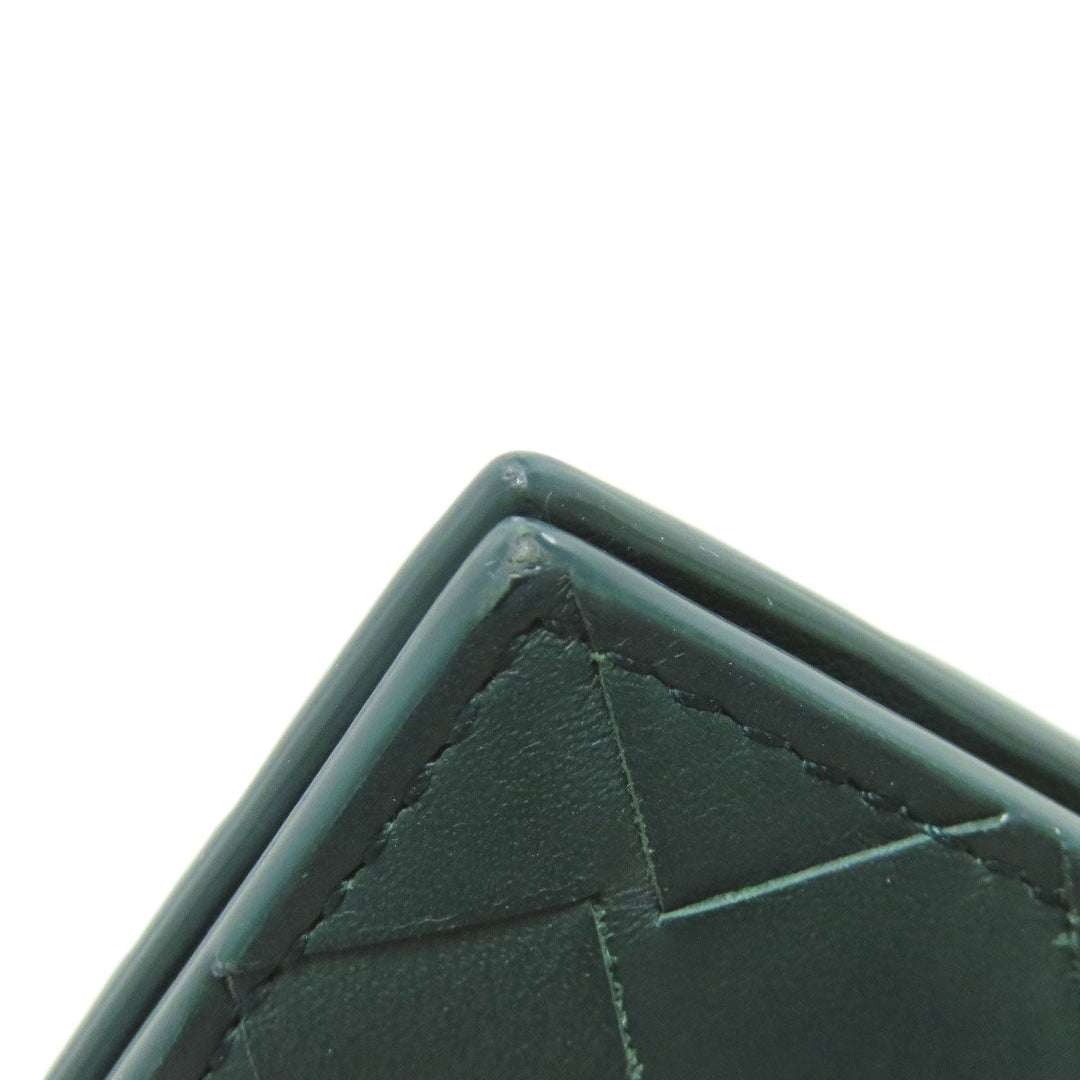 BOTTEGAVENETA Bifold Wallet leather green INTRECCIATO Women Used Authentic