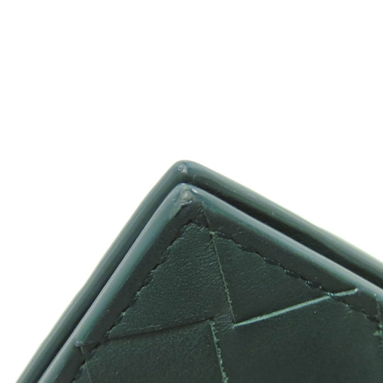 BOTTEGAVENETA Bifold Wallet leather green INTRECCIATO Women Used Authentic