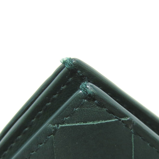 BOTTEGAVENETA Bifold Wallet leather green INTRECCIATO Women Used Authentic