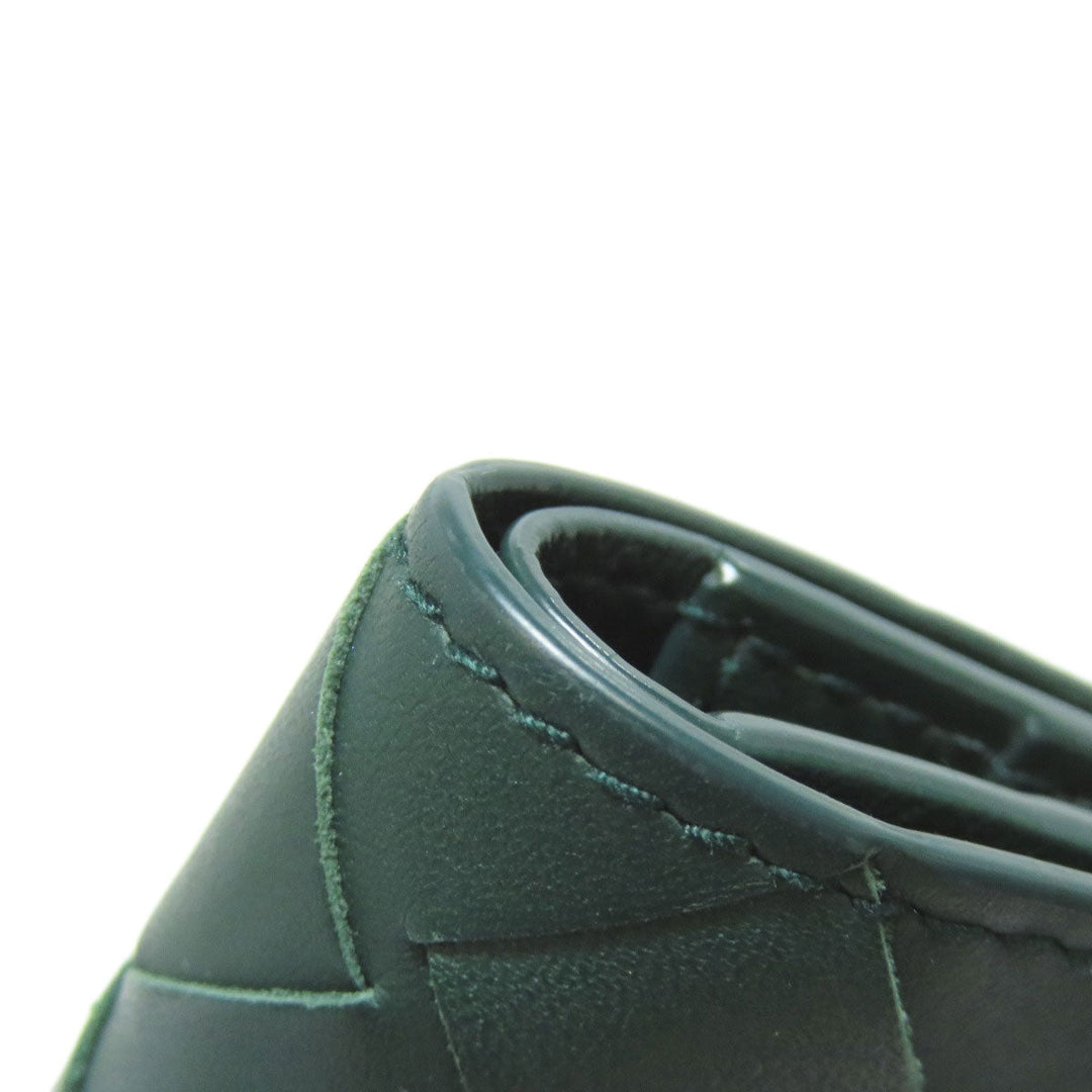 BOTTEGAVENETA Bifold Wallet leather green INTRECCIATO Women Used Authentic