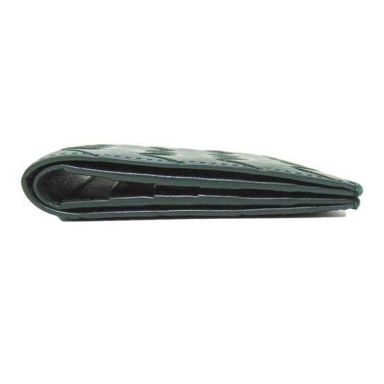 BOTTEGAVENETA Bifold Wallet leather green INTRECCIATO Women Used Authentic
