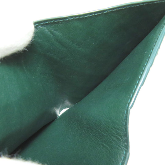 BOTTEGAVENETA Bifold Wallet leather green INTRECCIATO Women Used Authentic