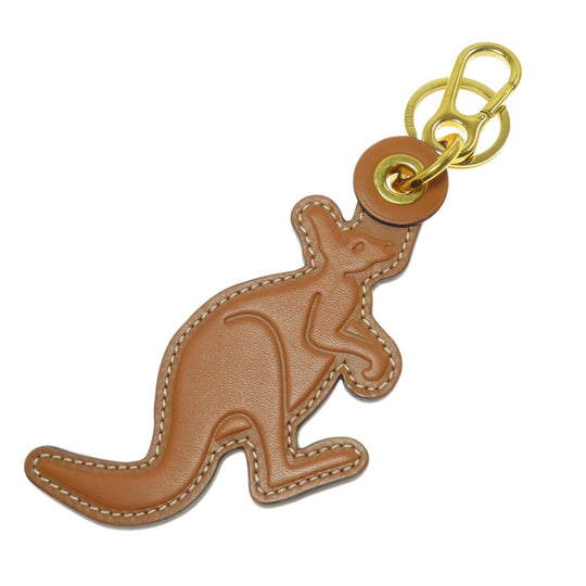 LOEWE key ring Calfskin Brown Animal Kangaroo Women Used Authentic