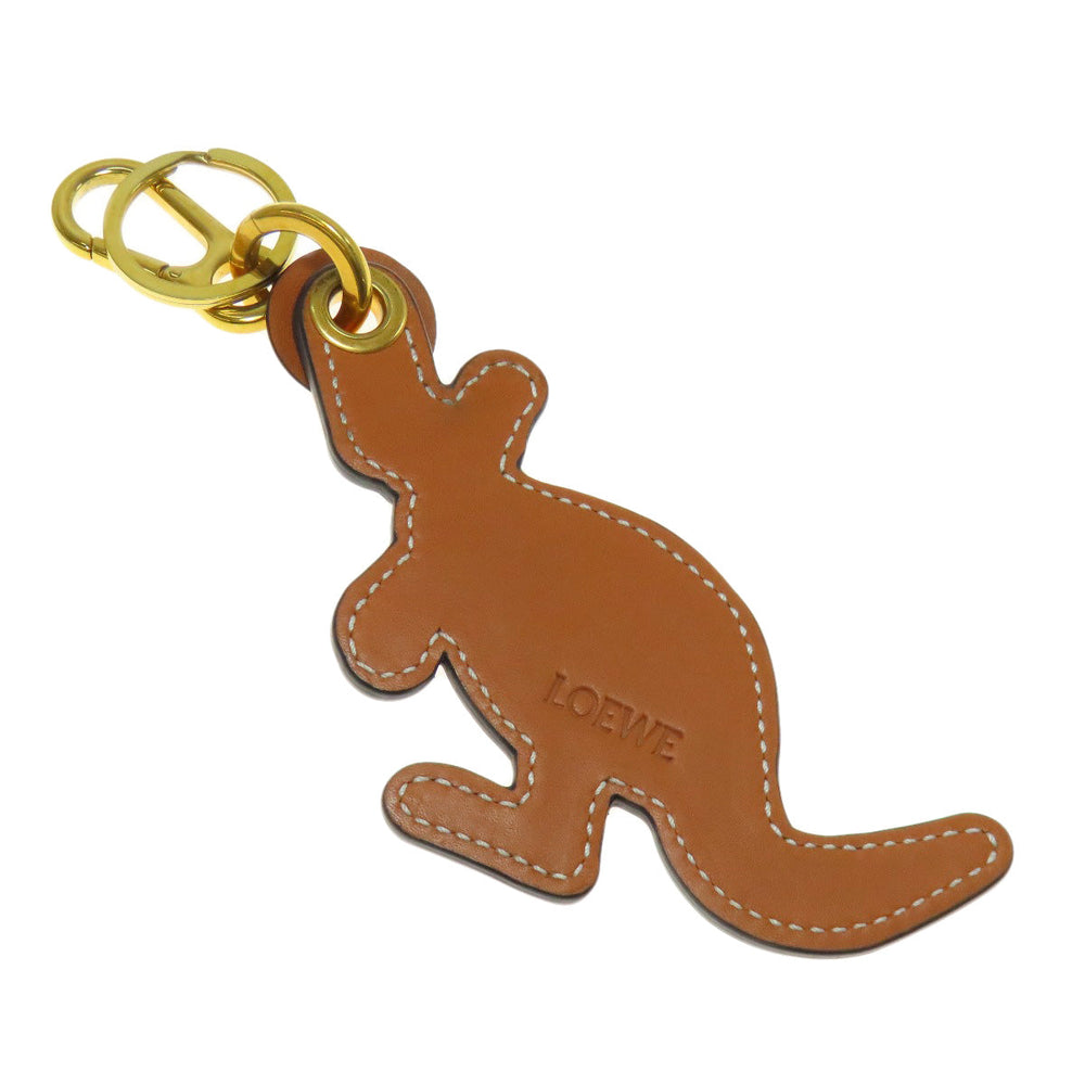 LOEWE key ring Calfskin Brown Animal Kangaroo Women Used Authentic