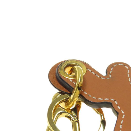 LOEWE key ring Calfskin Brown Animal Kangaroo Women Used Authentic