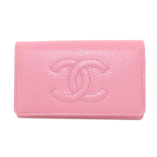 CHANEL Key case Key holder  Grained Calfskin Skin pink COCO Mark Gold Metal Women Used Authentic
