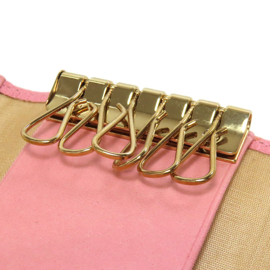 CHANEL Key case Key holder  Grained Calfskin Skin pink COCO Mark Gold Metal Women Used Authentic