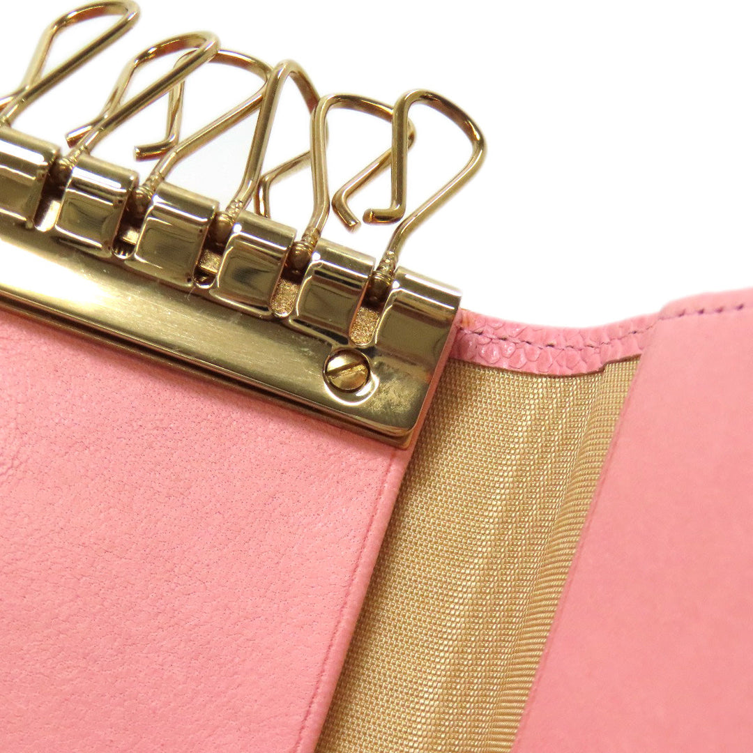CHANEL Key case Key holder  Grained Calfskin Skin pink COCO Mark Gold Metal Women Used Authentic