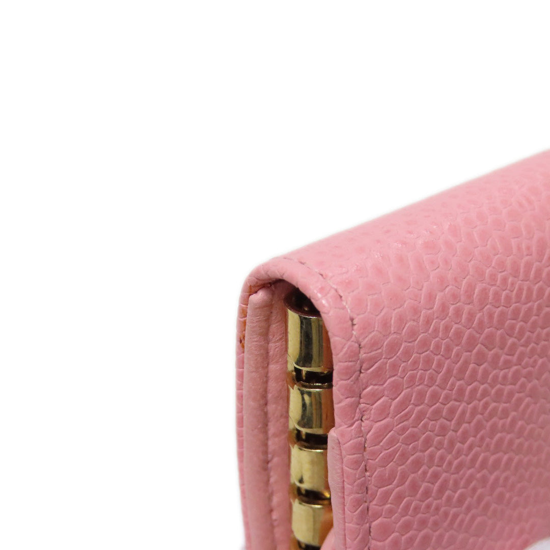 CHANEL Key case Key holder  Grained Calfskin Skin pink COCO Mark Gold Metal Women Used Authentic
