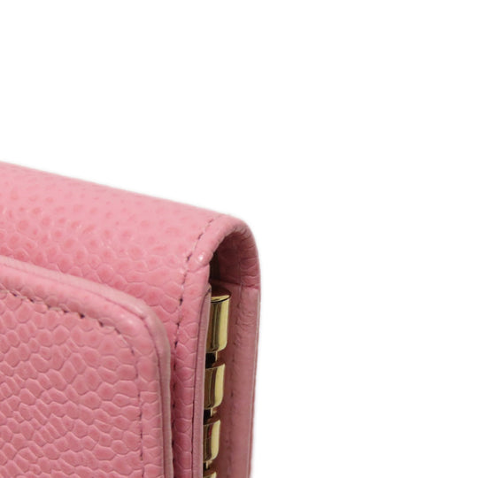 CHANEL Key case Key holder  Grained Calfskin Skin pink COCO Mark Gold Metal Women Used Authentic