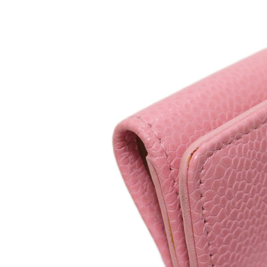 CHANEL Key case Key holder  Grained Calfskin Skin pink COCO Mark Gold Metal Women Used Authentic