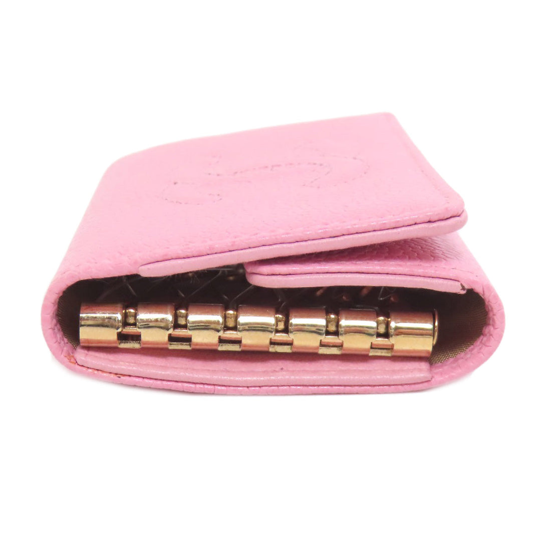 CHANEL Key case Key holder  Grained Calfskin Skin pink COCO Mark Gold Metal Women Used Authentic