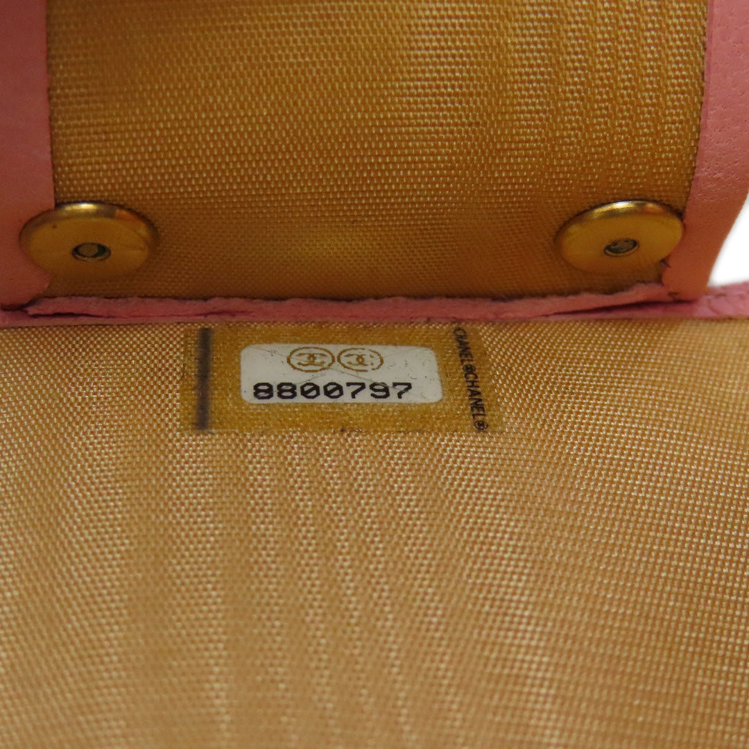 CHANEL Key case Key holder  Grained Calfskin Skin pink COCO Mark Gold Metal Women Used Authentic