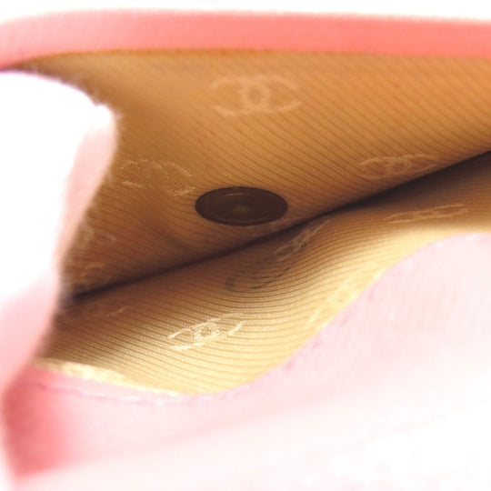 CHANEL Bifold Wallet Grained Calfskin Skin pink W Hook Wallet COCO Button Gold Metal