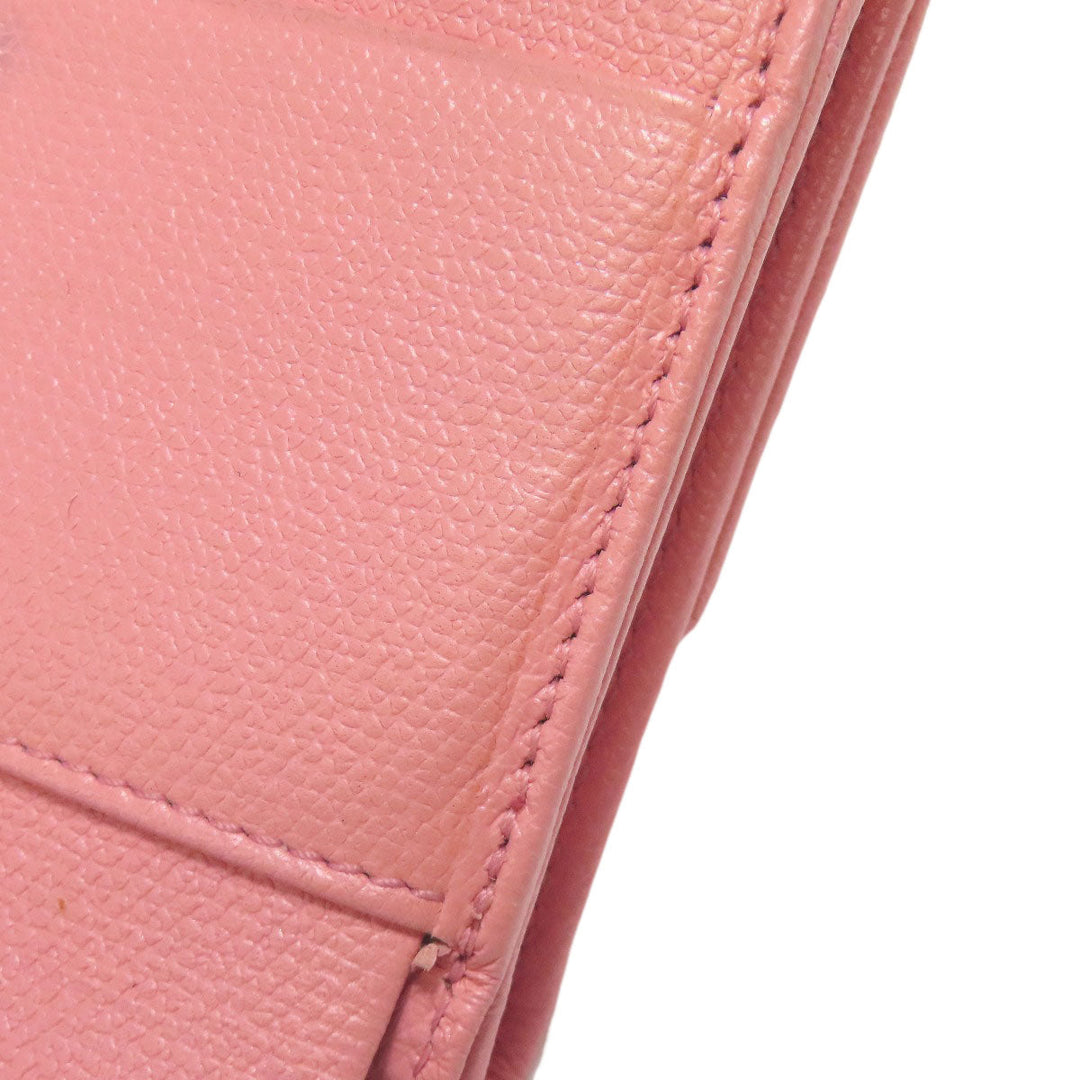 CHANEL Bifold Wallet Grained Calfskin Skin pink W Hook Wallet COCO Button Gold Metal
