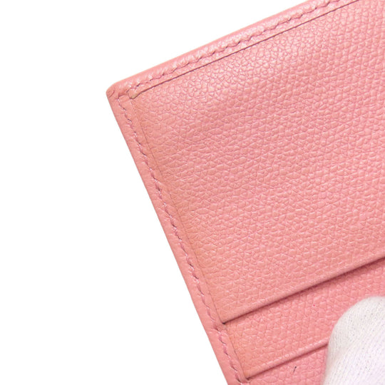 CHANEL Bifold Wallet Grained Calfskin Skin pink W Hook Wallet COCO Button Gold Metal