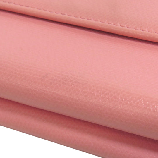 CHANEL Bifold Wallet Grained Calfskin Skin pink W Hook Wallet COCO Button Gold Metal