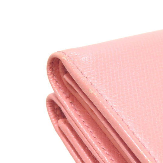 CHANEL Bifold Wallet Grained Calfskin Skin pink W Hook Wallet COCO Button Gold Metal