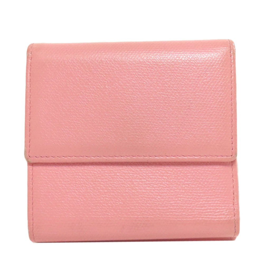 CHANEL Bifold Wallet Grained Calfskin Skin pink W Hook Wallet COCO Button Gold Metal