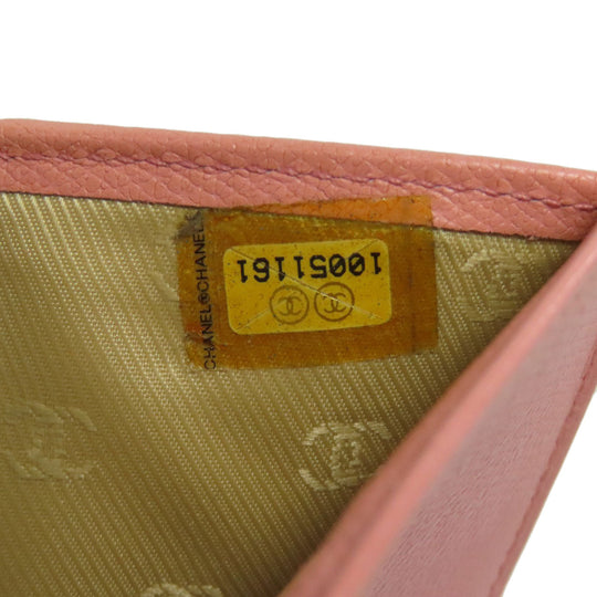 CHANEL Bifold Wallet Grained Calfskin Skin pink W Hook Wallet COCO Button Gold Metal
