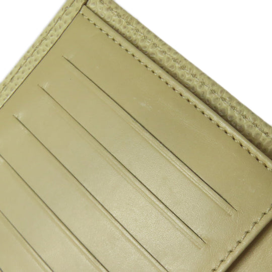 CHANEL Bifold Wallet Grained Calfskin Skin yellow COCO Mark Gold Metal Women Used Authentic